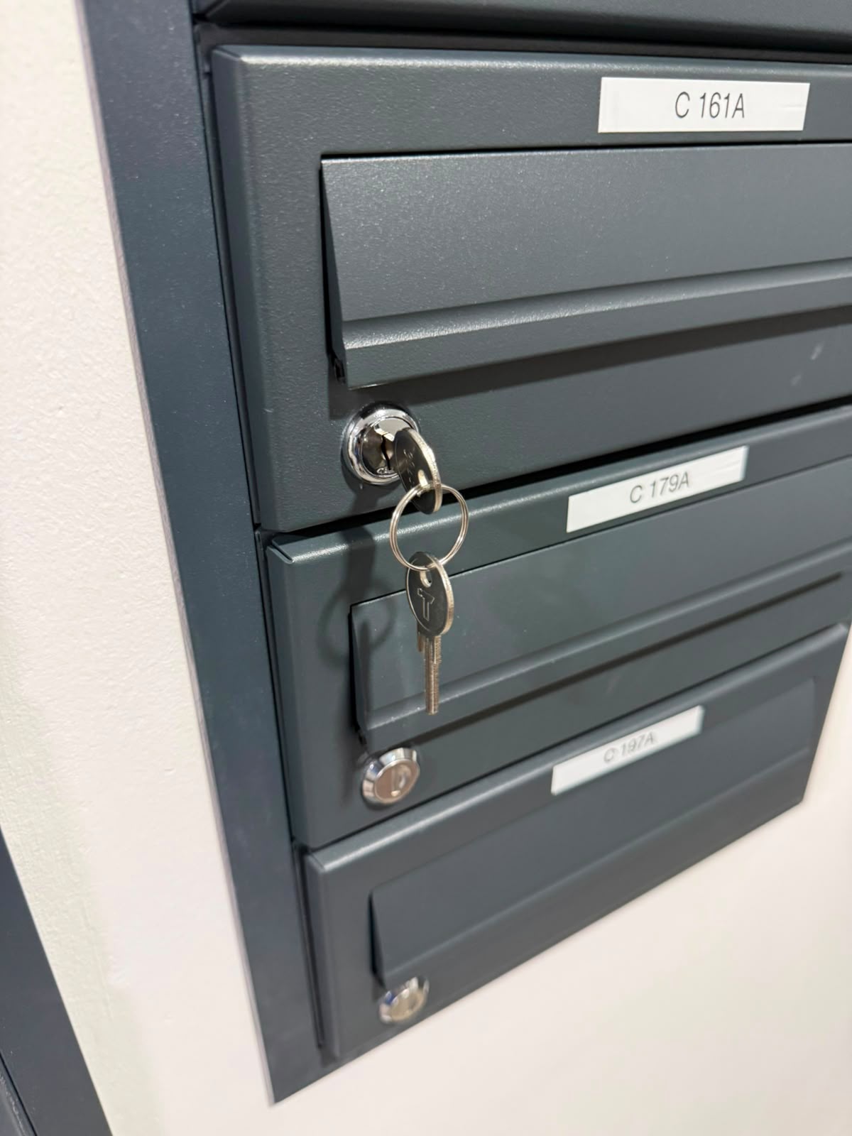 Communal mailbox bank with euro cylinder locks