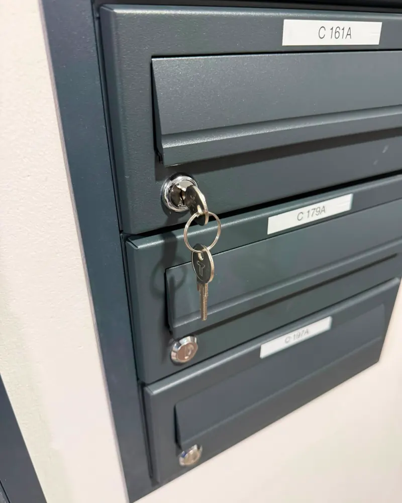 Communal mailbox bank with euro cylinder locks