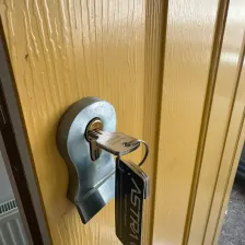 Euro cylinder lock with key fitted in a uPVC door
