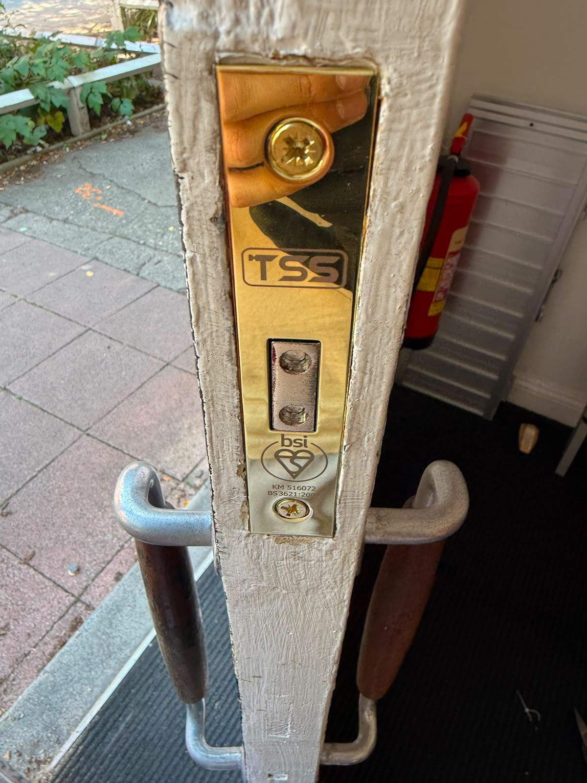 TSS multi-point lock mechanism fitted on a timber door edge