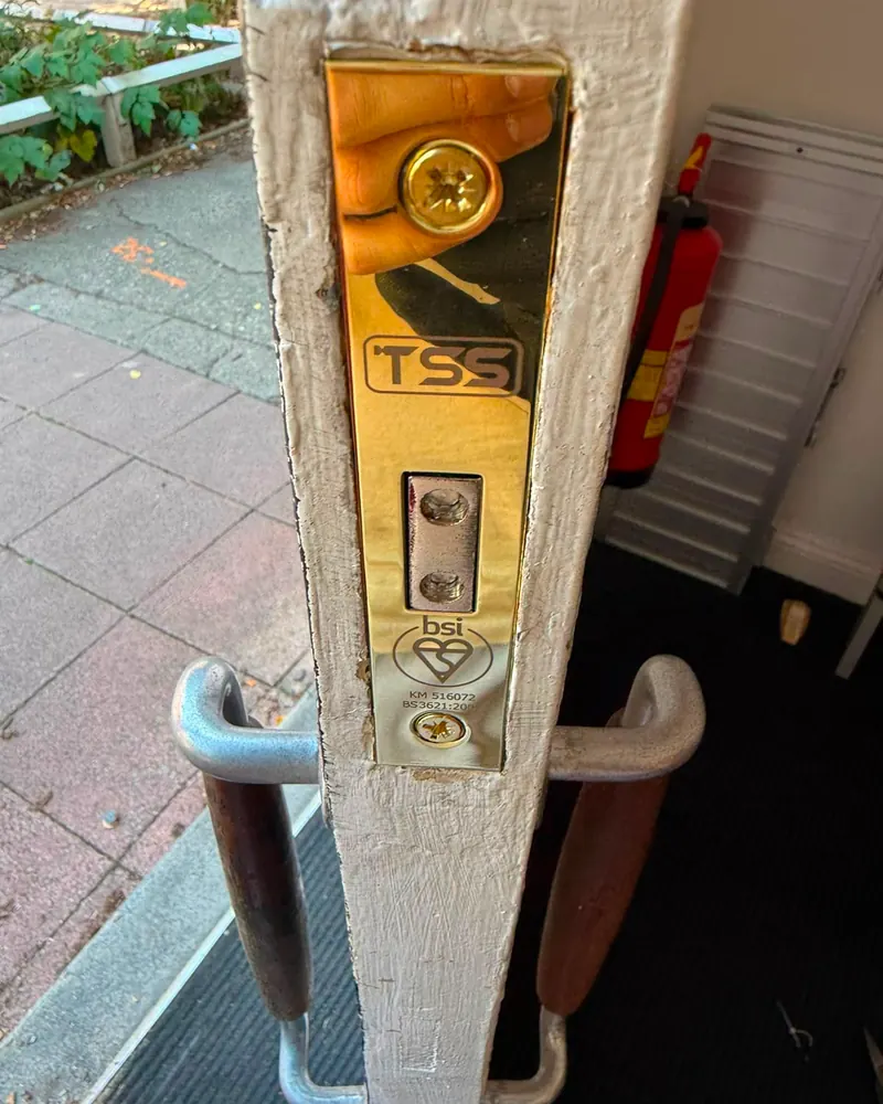 TSS multi-point lock mechanism fitted on a timber door edge